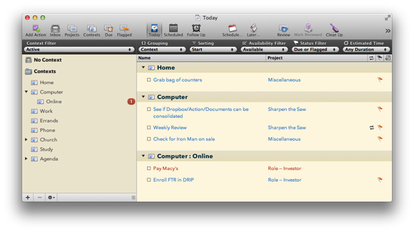 Today: A Due + Flagged Perspective for OmniFocus