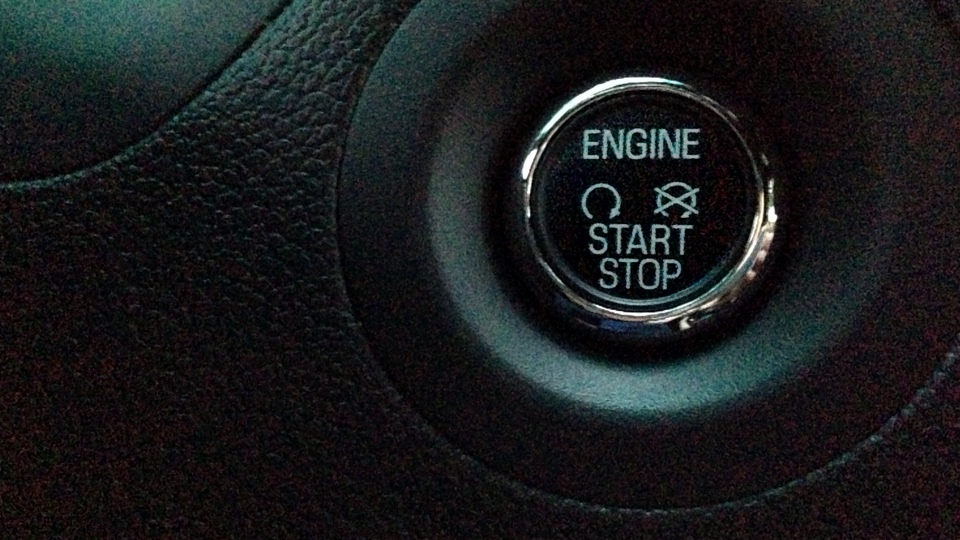 The start button in a modern car