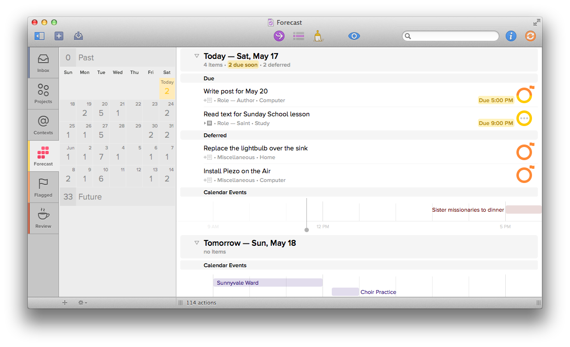 omnifocus 3 flagged