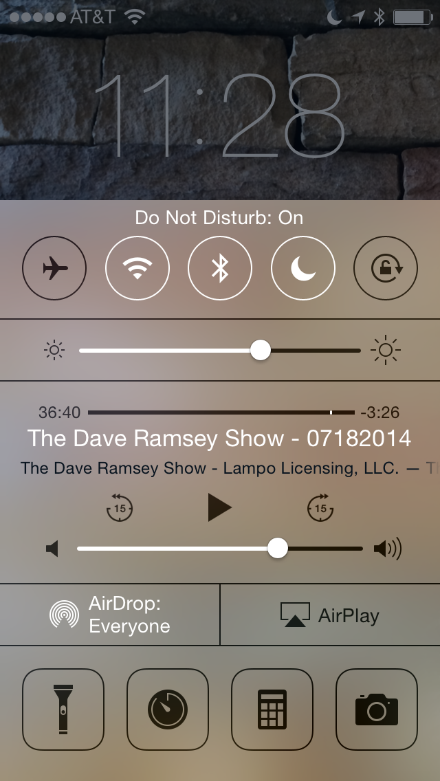 Control Center with Do Not Disturb enabled. You can also see the moon icon in the status bar.