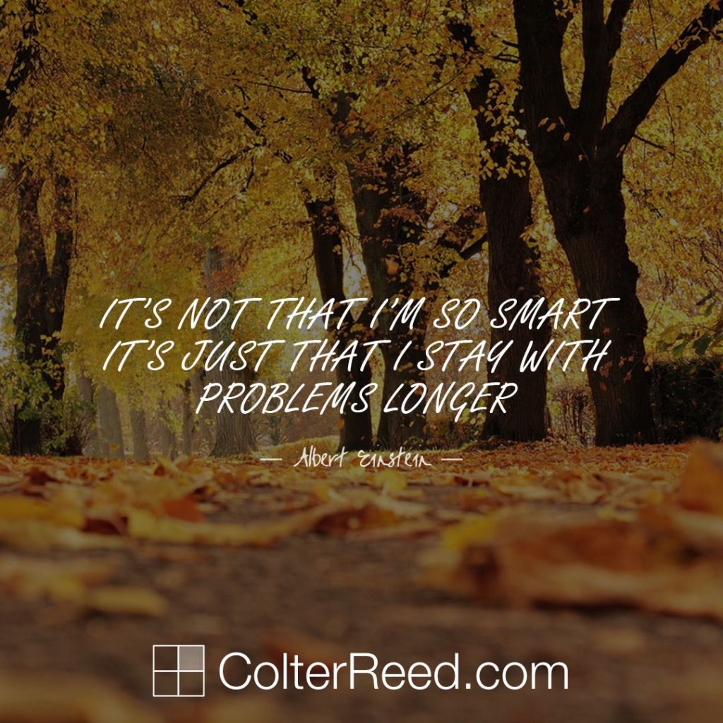 It’s not that I’m so smart. It’s just that I stay with problems longer. —Albert Einstein