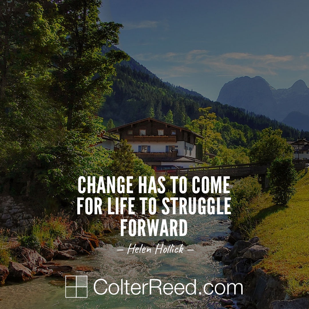 Change has to come for life to struggle forward. —Helen Hollick