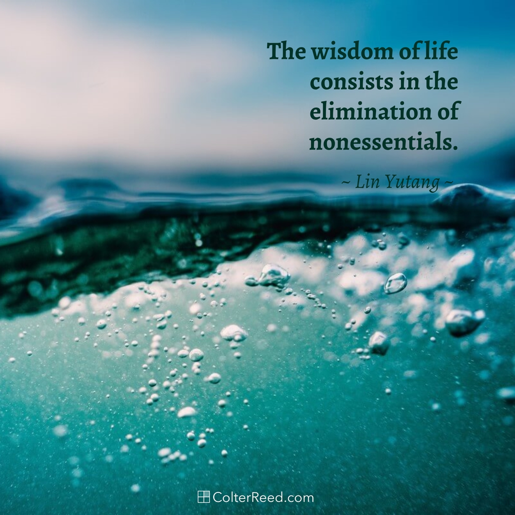 The wisdom of life consists in the elimination of nonessentials. —Lin Yutang