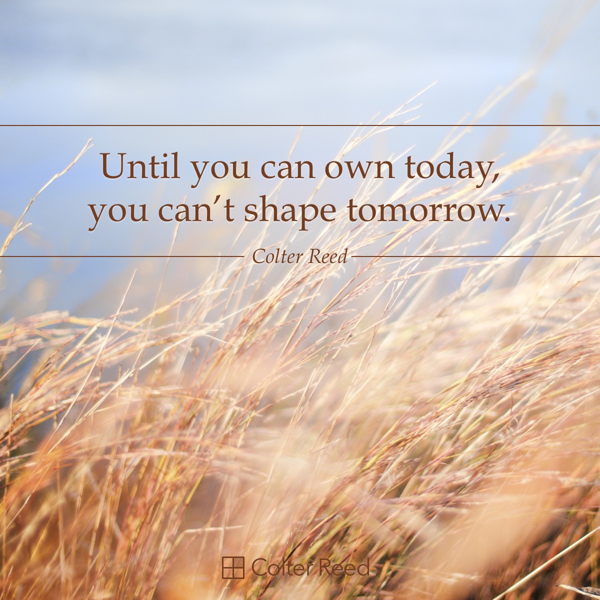 Until you own today, you can’t shape tomorrow. | Colter Reed