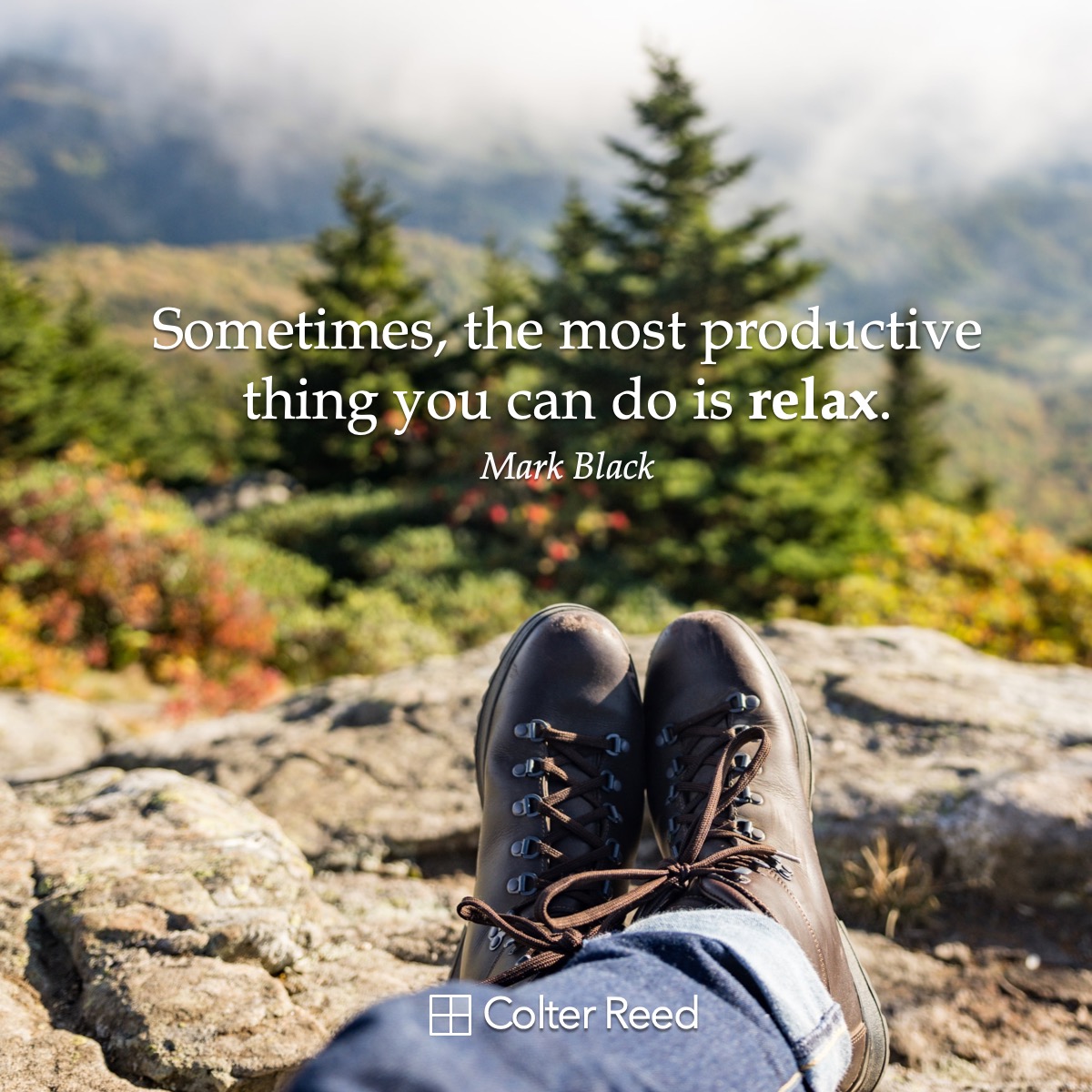 Sometimes, the most productive thing you can do is relax. —Mark Black