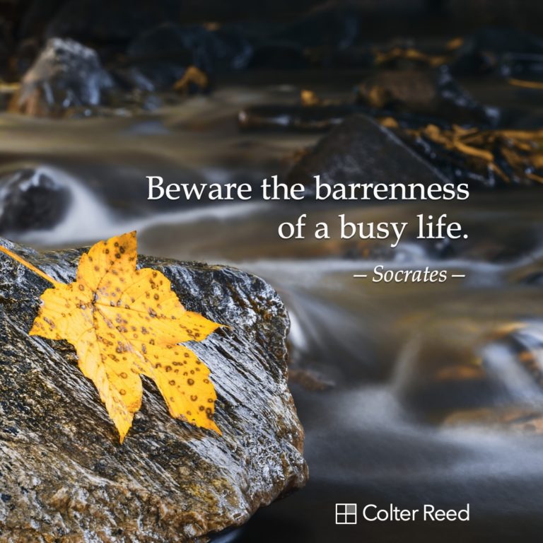 Beware the barrenness of a busy life. —Socrates