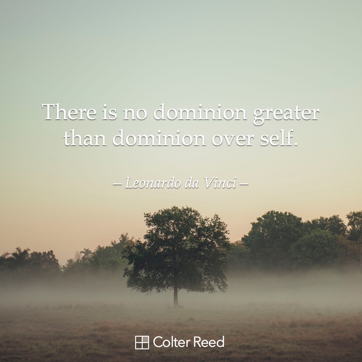 There is no dominion greater than dominion over self. —Leonardo da Vinci