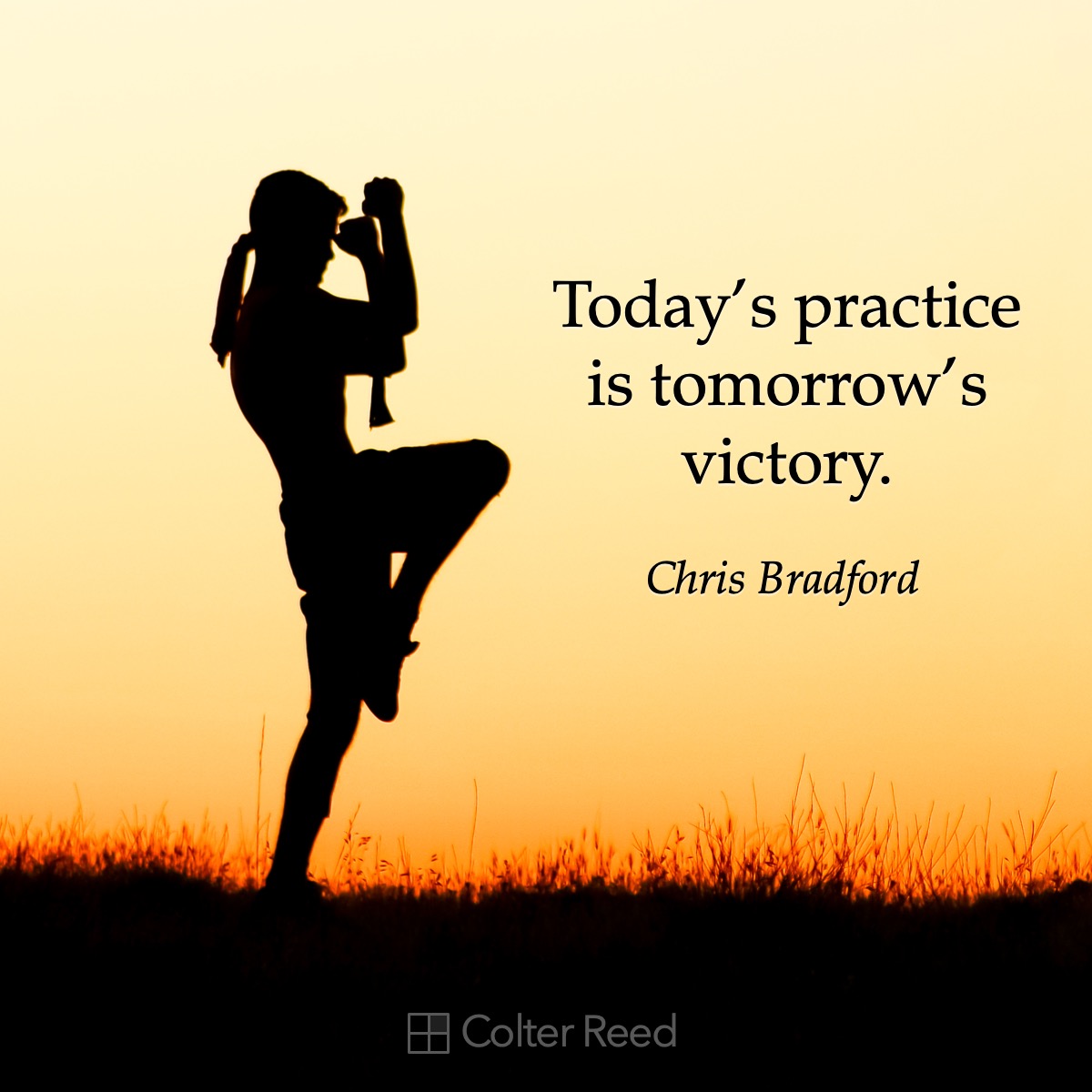 Today’s practice is tomorrow’s victory. —Chris Bradford