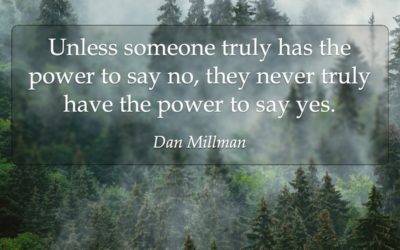 Unless someone truly has the power to say no, they never truly have the power to say yes. —Dan Millman