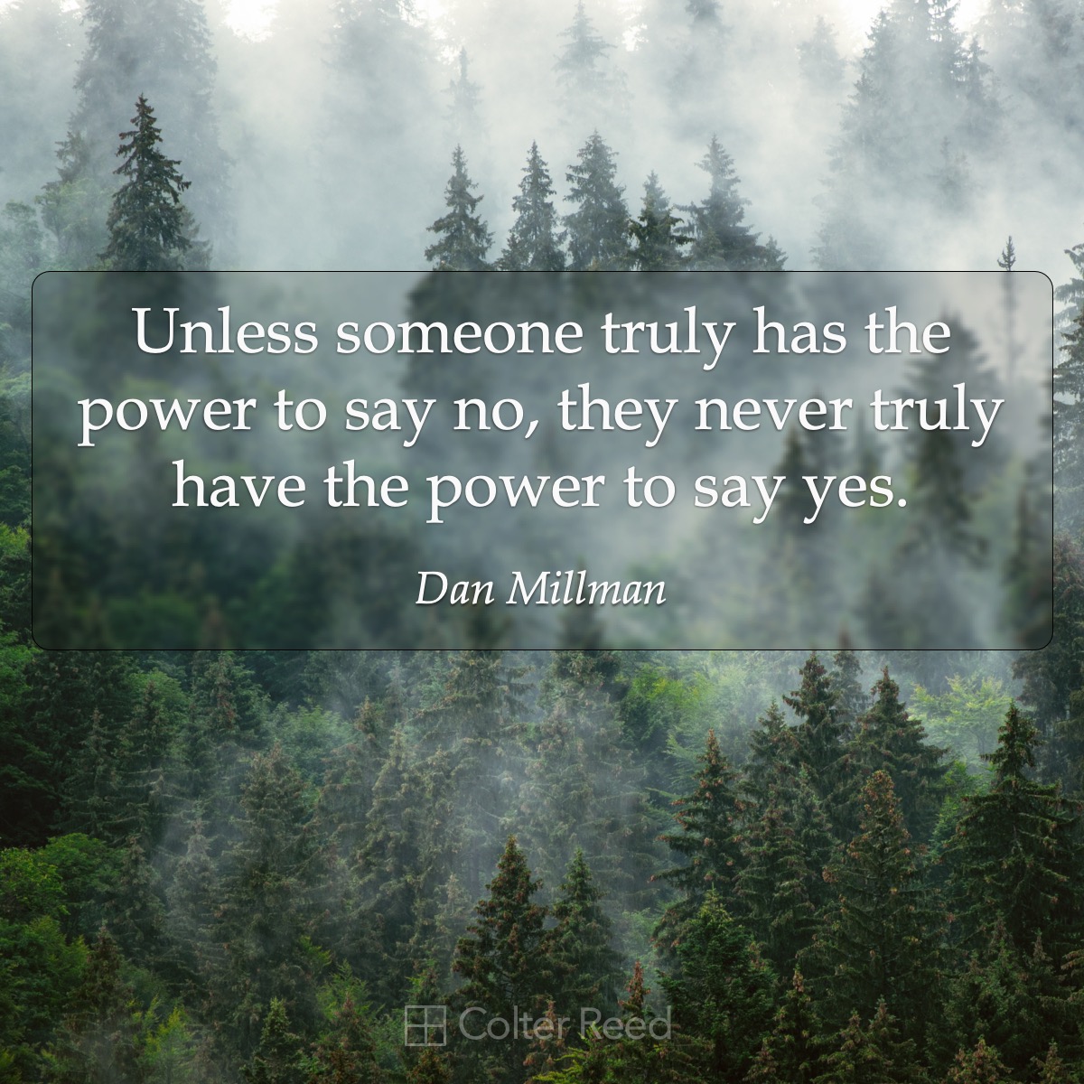 Unless someone truly has the power to say no, they never truly have the power to say yes. —Dan Millman