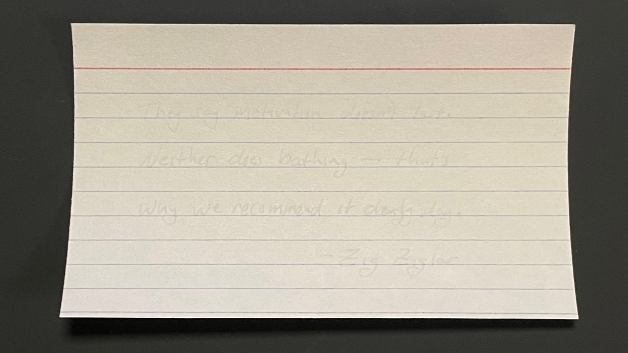 An index card with no visible writing.